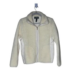 Vintage Ralph Lauren Full Zip Cream Fleece Jacket Size Medium